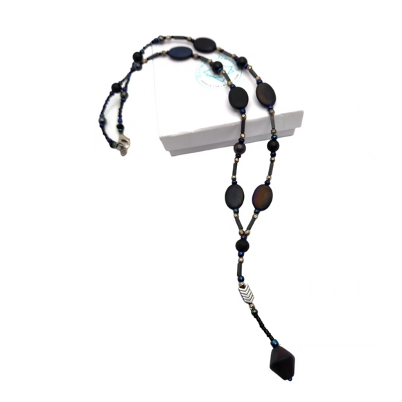 Shungite, Czech Glass Unisex necklace - Picture 2 of 5